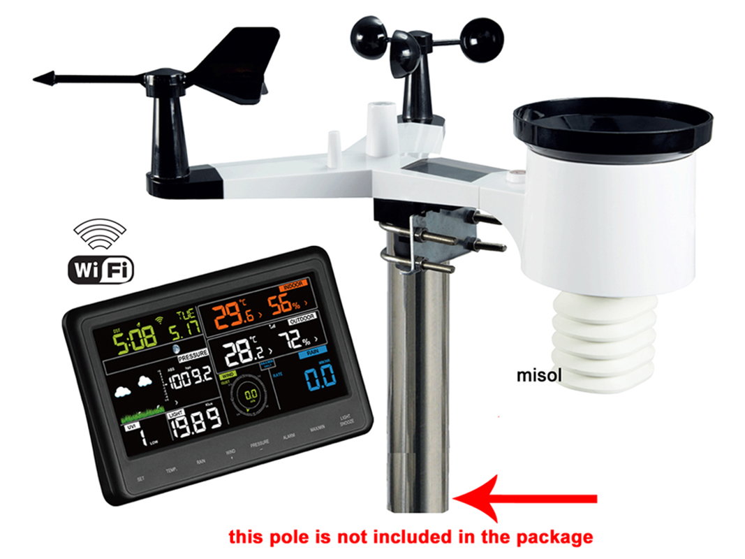 MISOL WiFi Weather Station wit - đánh giá và giá Outdoor Power Tower