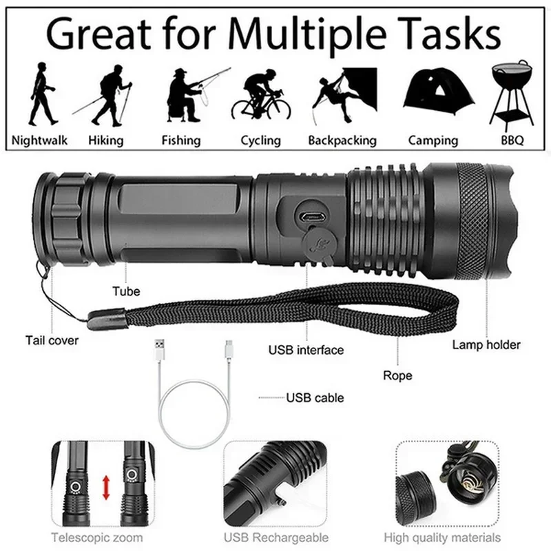 High Power XHP70 Led Flashligh - đánh giá và giá Outdoor Power Supply